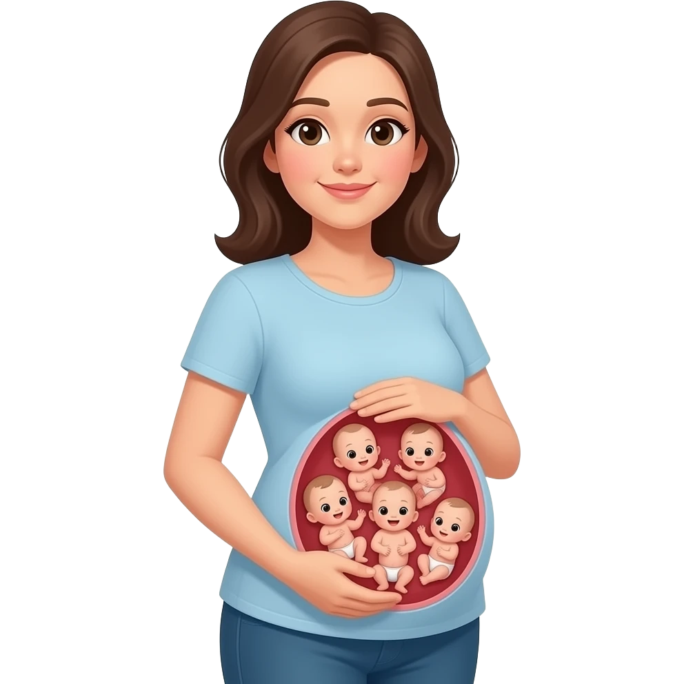 make pregnant lady that has five kids in her belly emoji