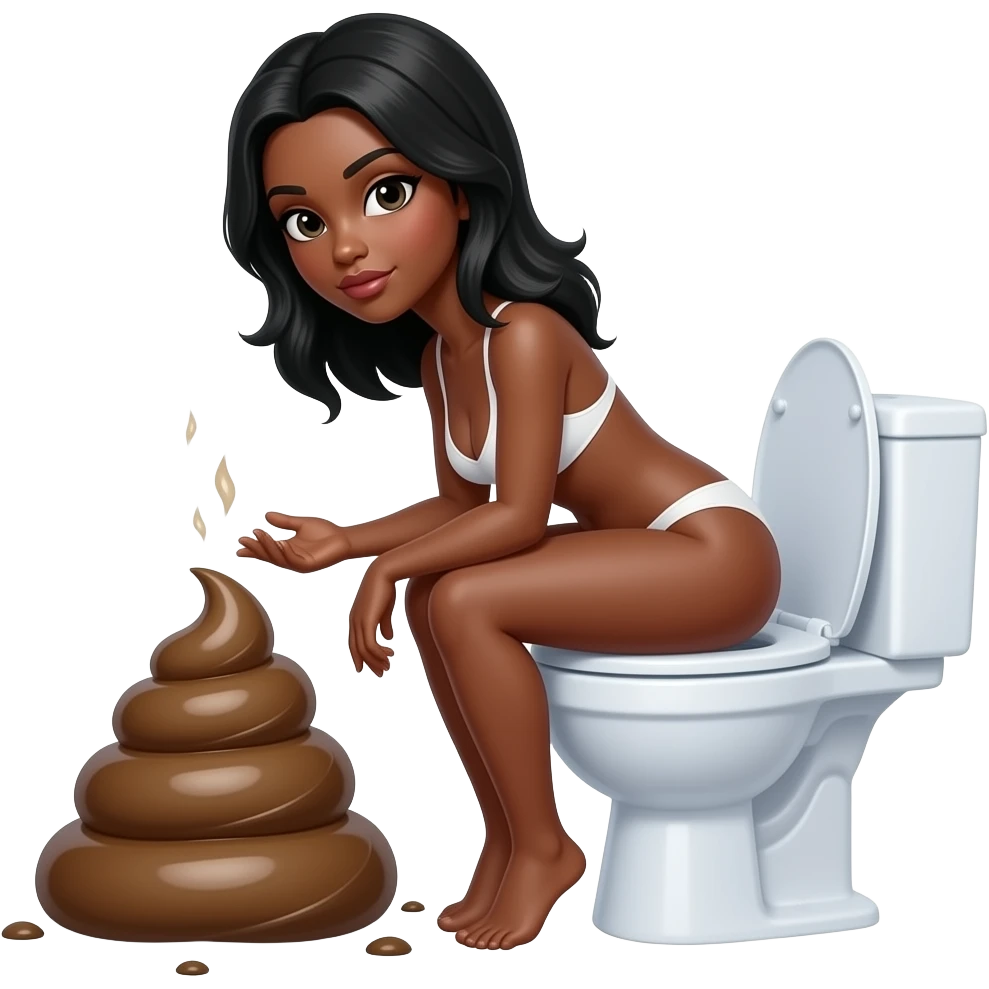 Black Naked Woman on toilet poop emoji
