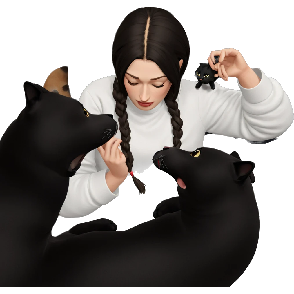 peaceful girl with cat emoji