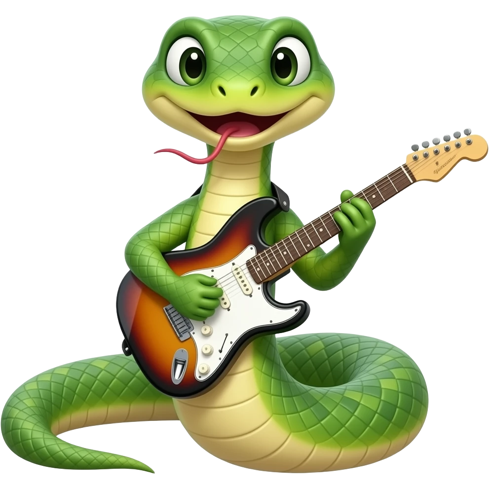 snake that place an electric guitar emoji