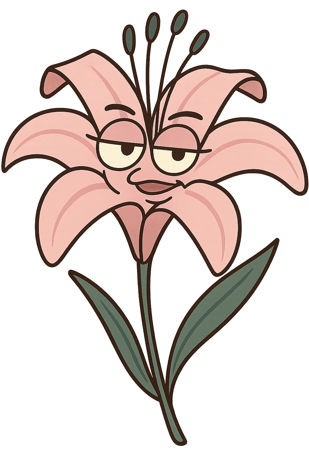 a stylized light pink lily, simple and modern, transparent background emoji