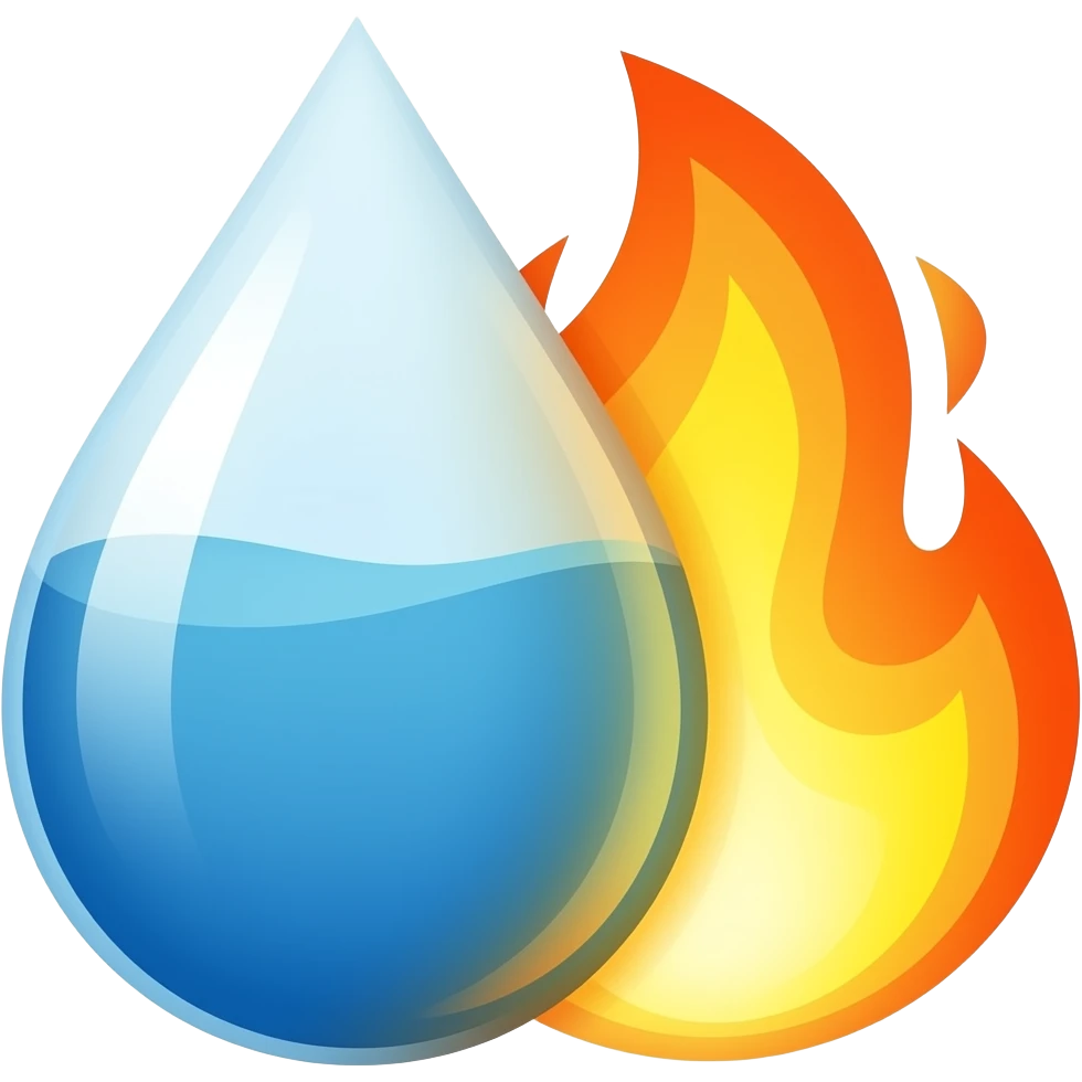 Water en vuur botsing emoji