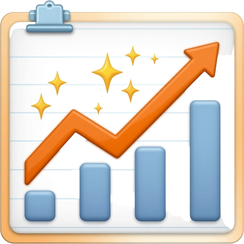 clipboard with rising graph and sparkles emoji