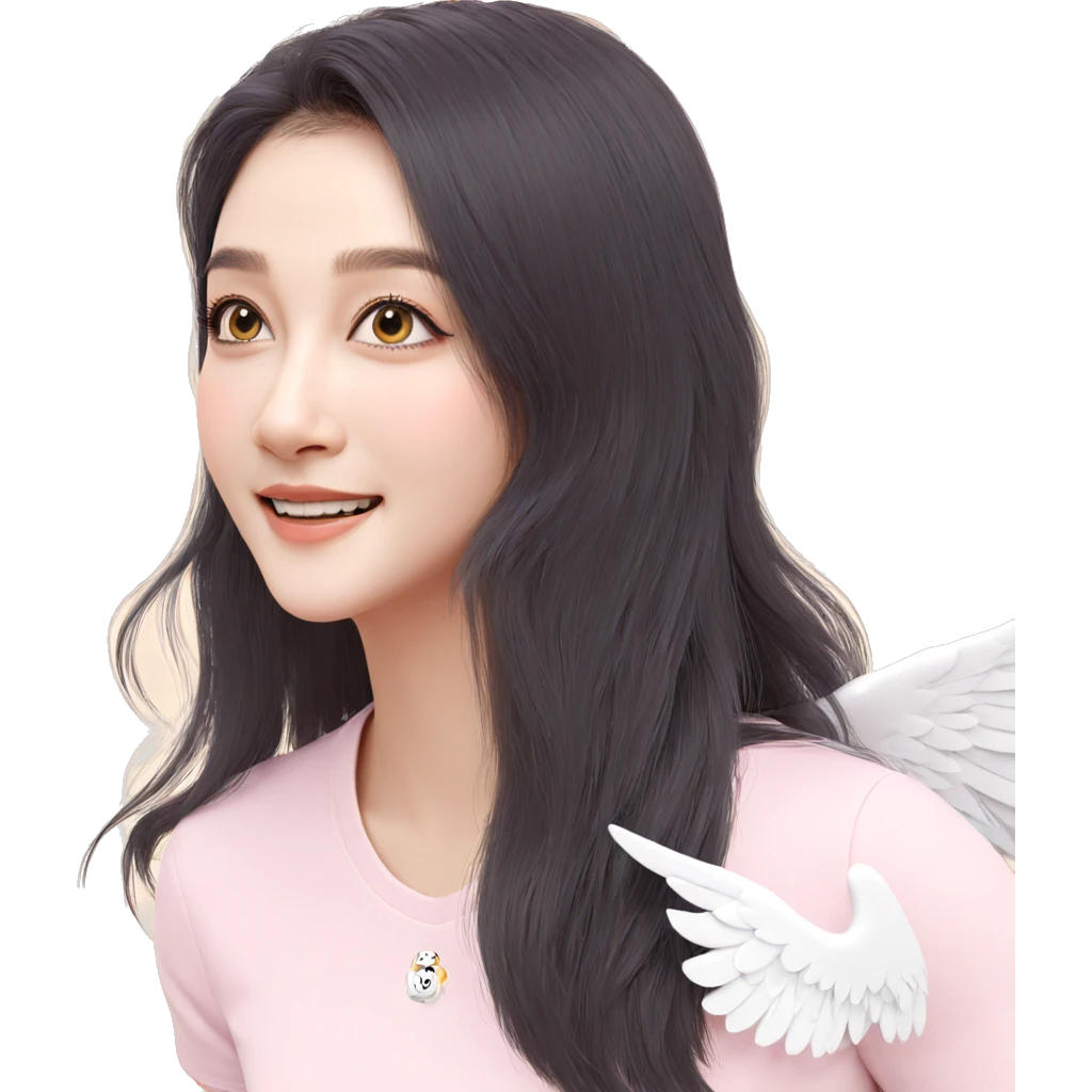 smiling girl with black wings emoji