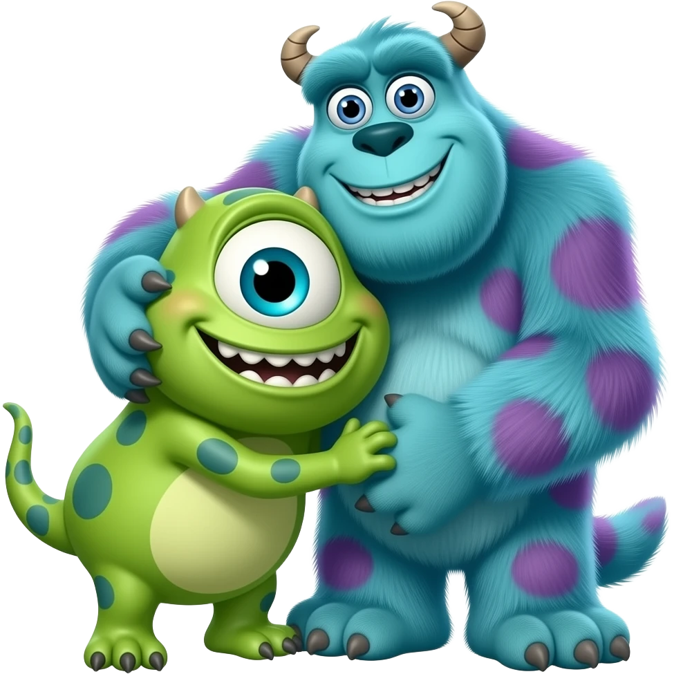 Sully and the girl from monster inc hugging emoji