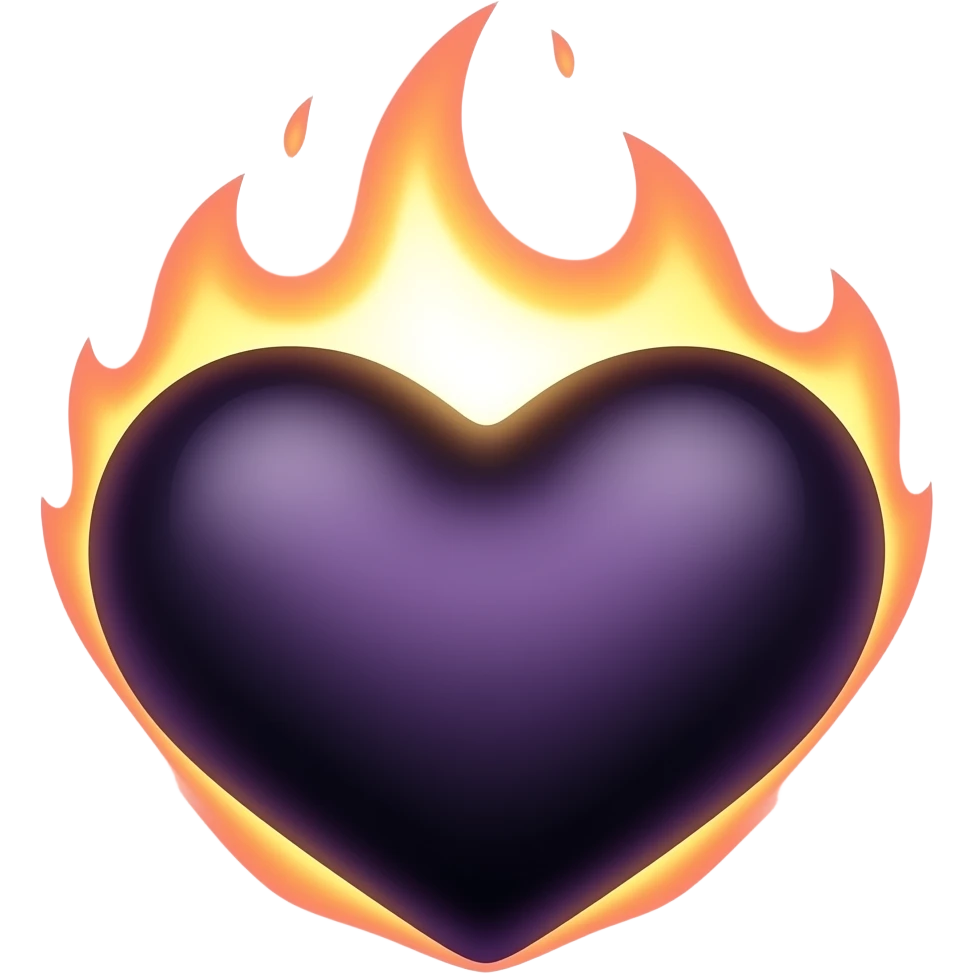 Yanan kara mor kalp emoji