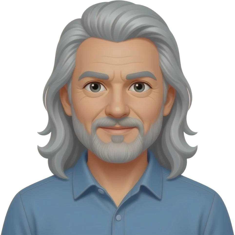 Long grey hair man emoji