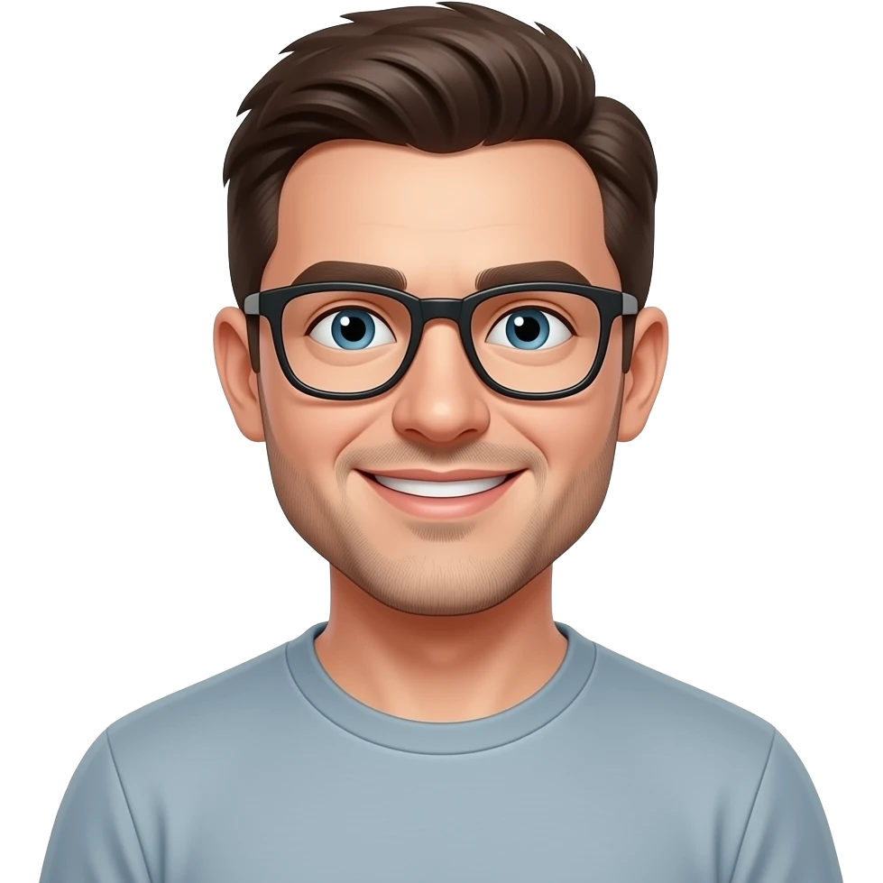 make an emoji a humoris man with a glasses and a t-shirt emoji