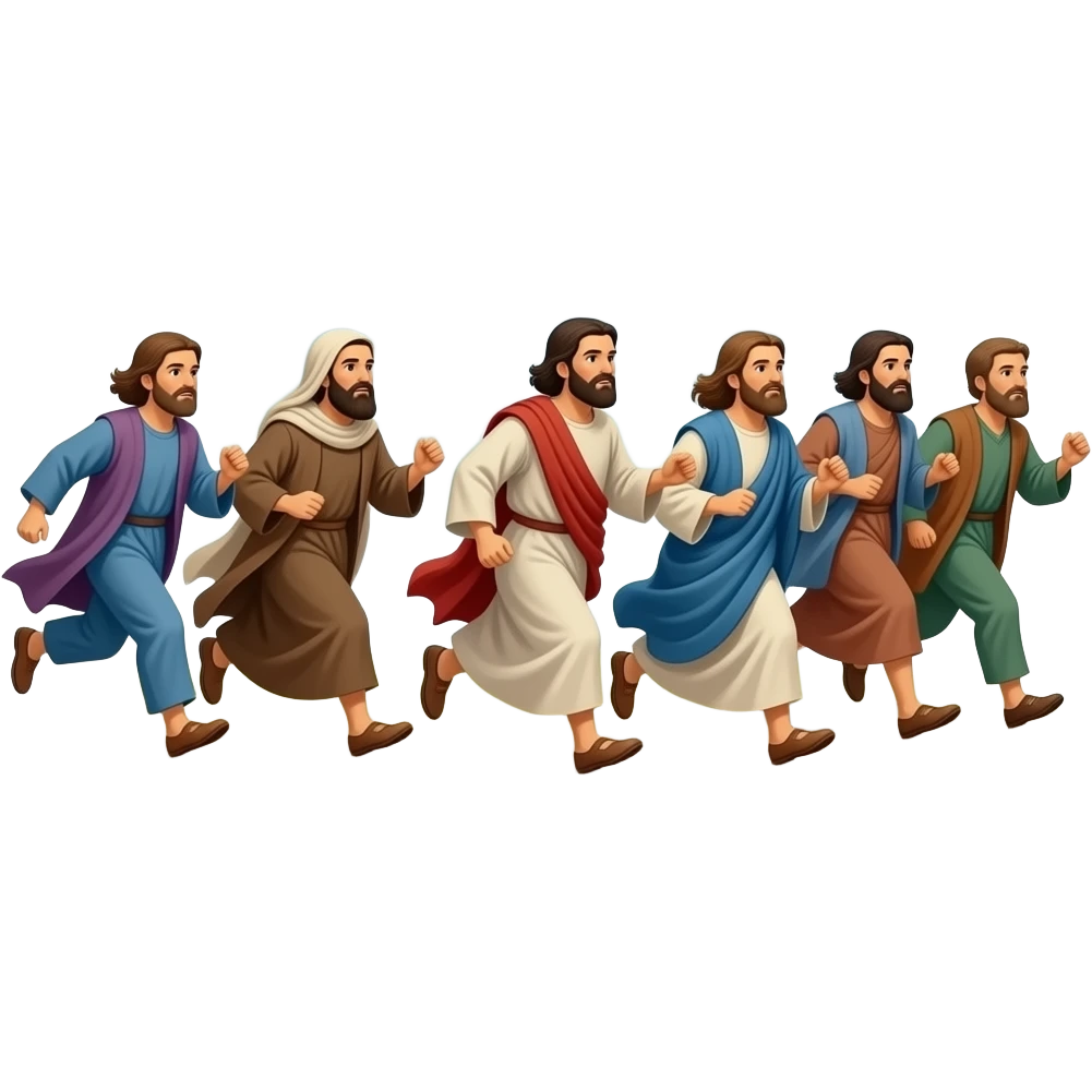 People from Bible times running for shelter due to the massive hailstorm that is destroying the town emoji