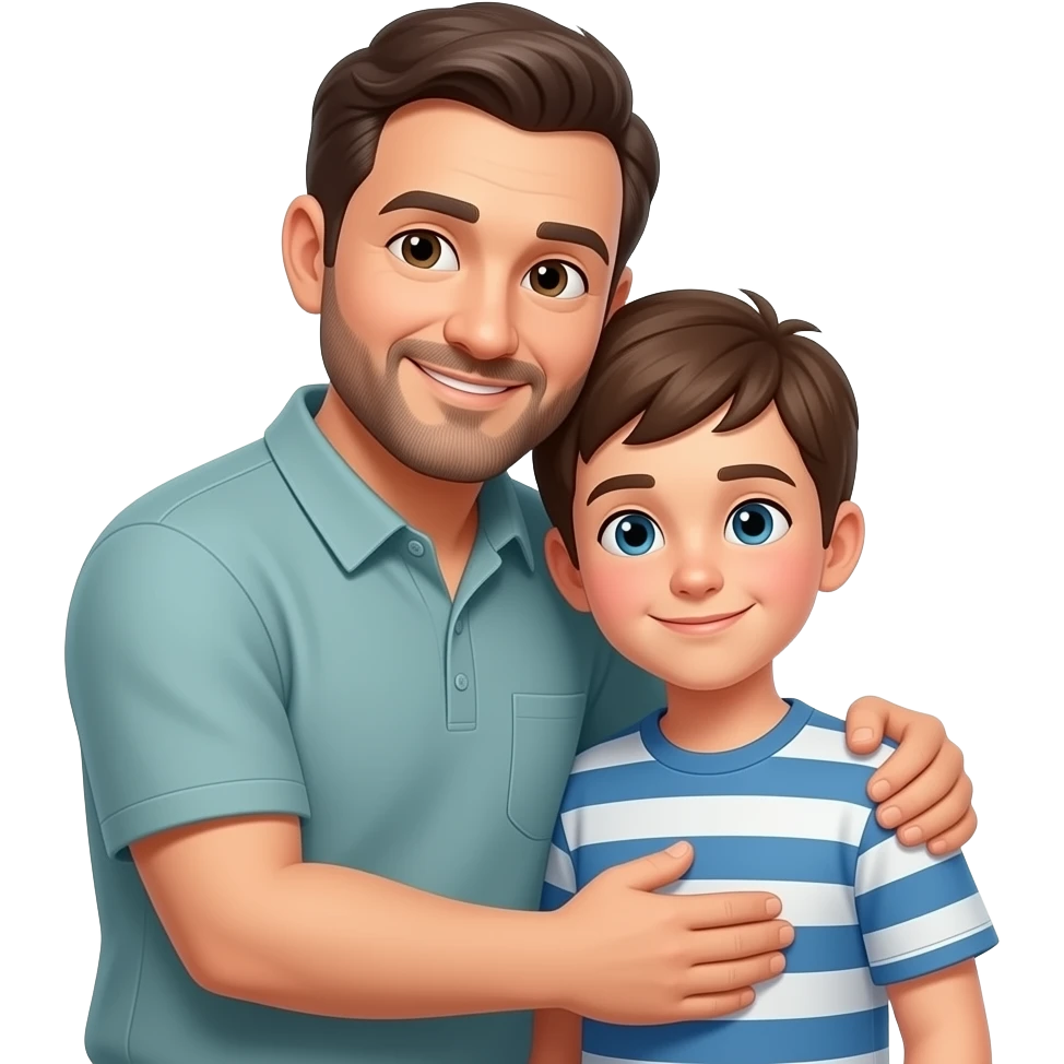 Dad is hugging with a boy emoji