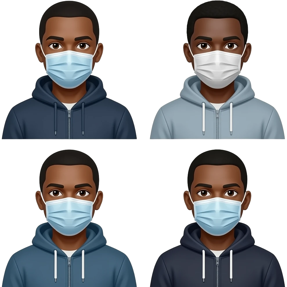 4 black men in pull over mask emoji