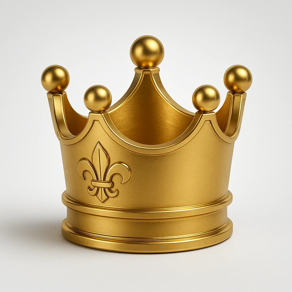 a golden royal crown, highly detailed, realistic style emoji