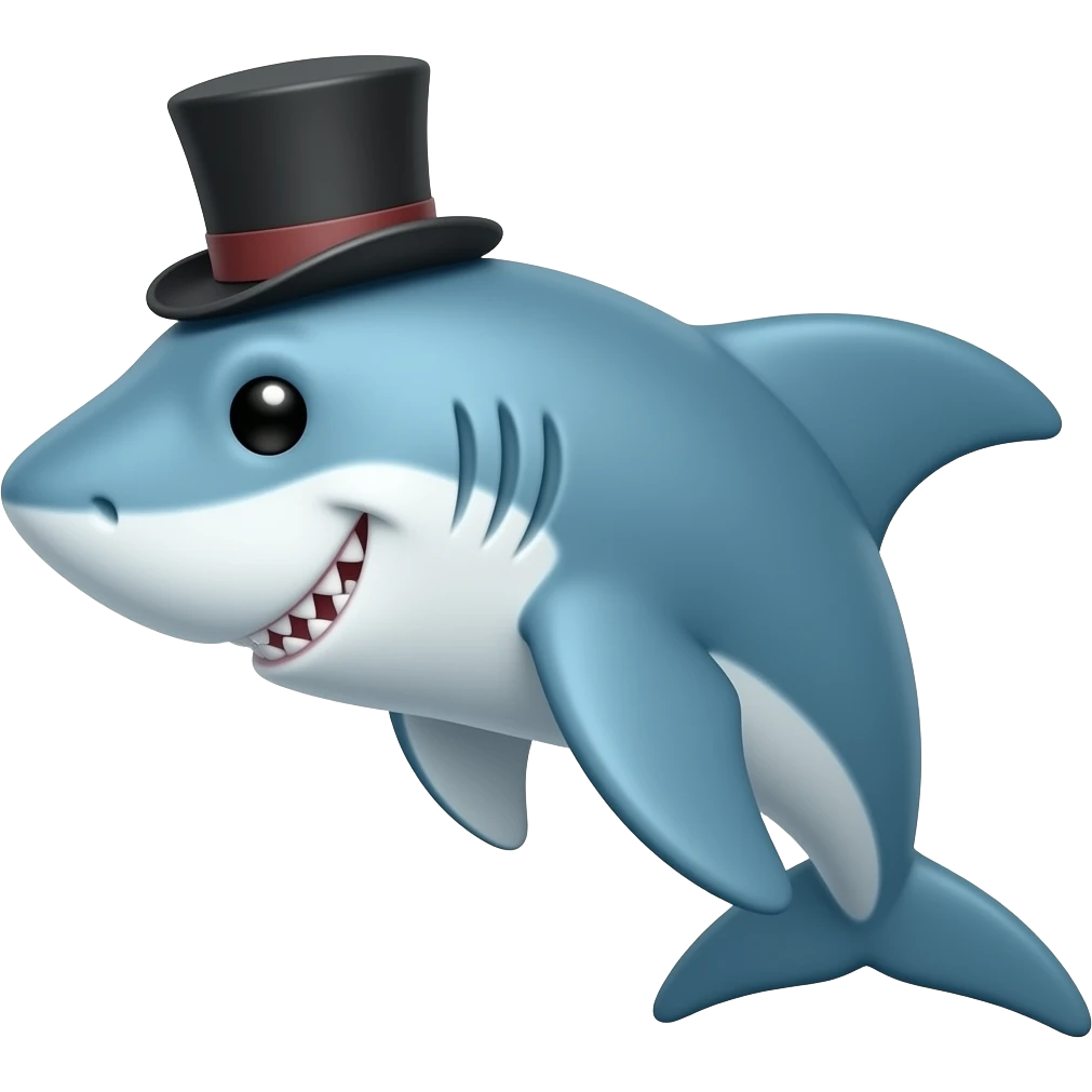 Shark with a top hat emoji