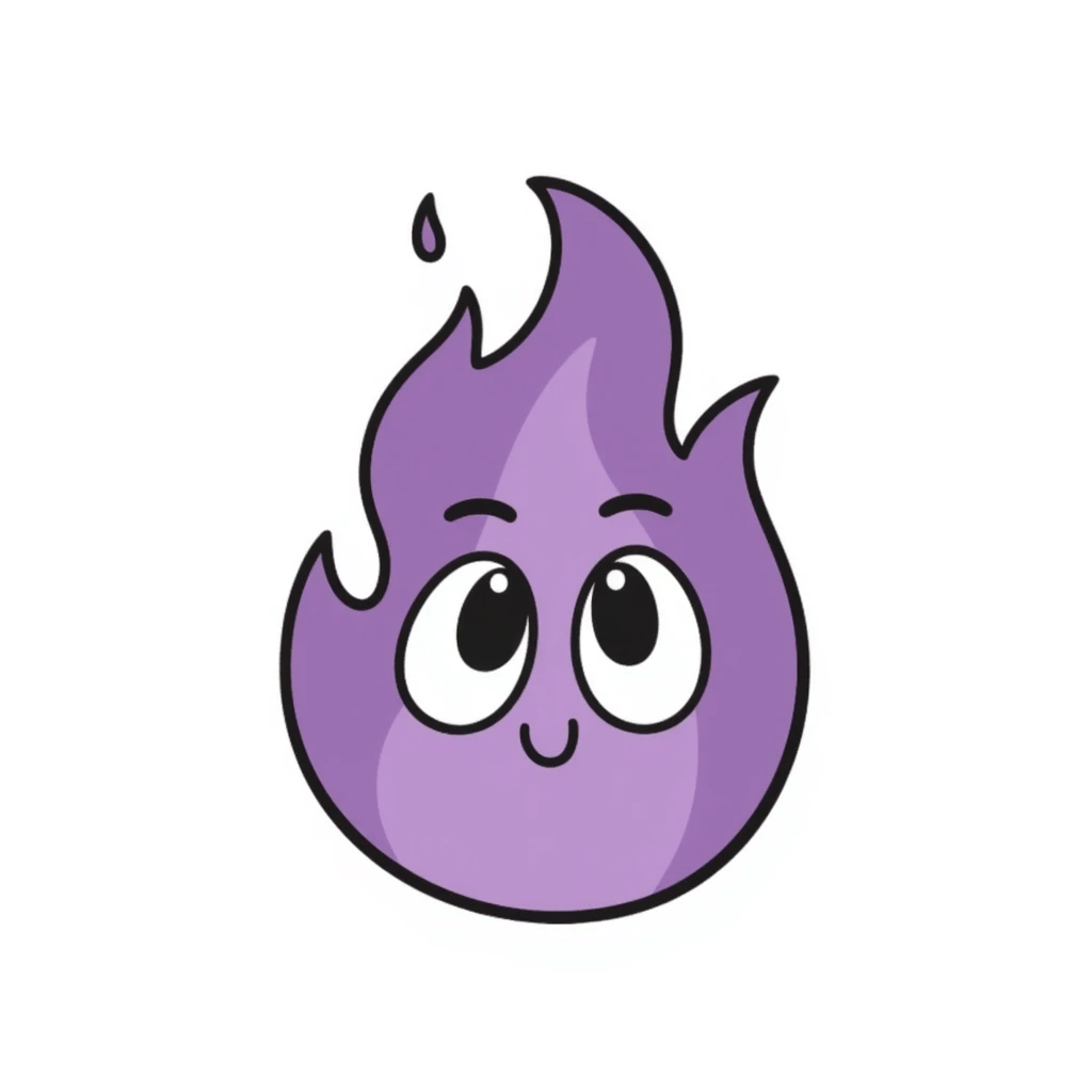 purple fire with eyes with eyes, hand drawn doodle style emoji