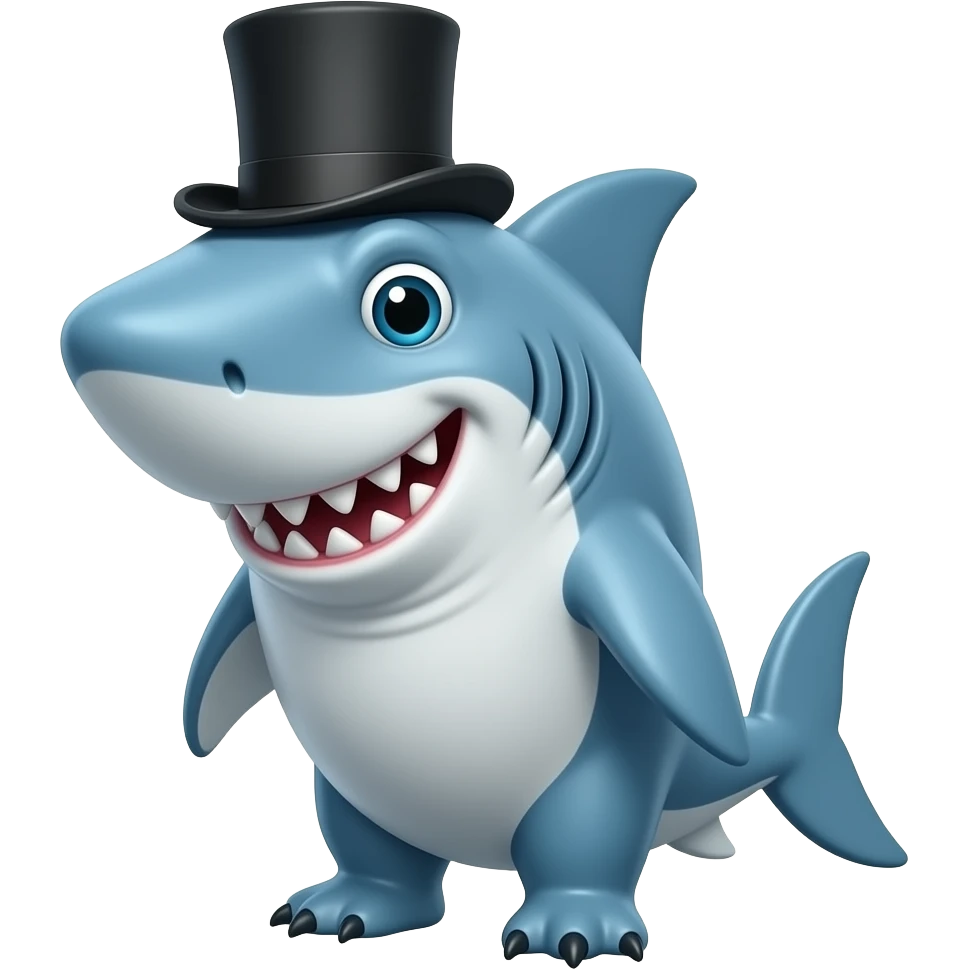 Shark with a top hat emoji