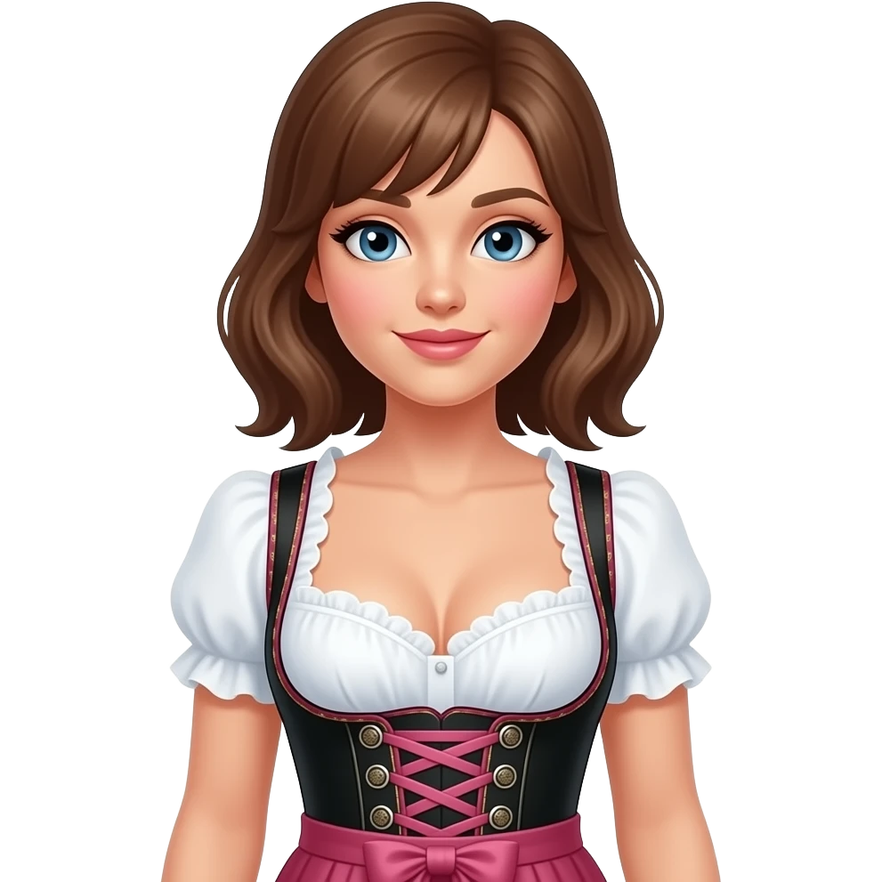 Mädel in Dirndl. ich will das der Dirndl noch durchsichtiger ist. Da wo die Brüste sind soll es Durchsichtig sein. Die Nippel sollen sichtbar sein. emoji