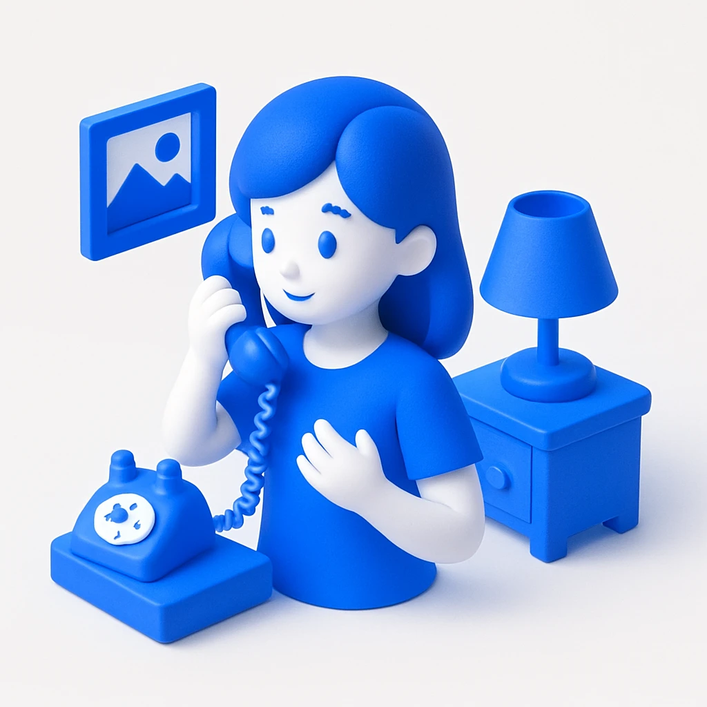 girl talking on telephone in her room emoji