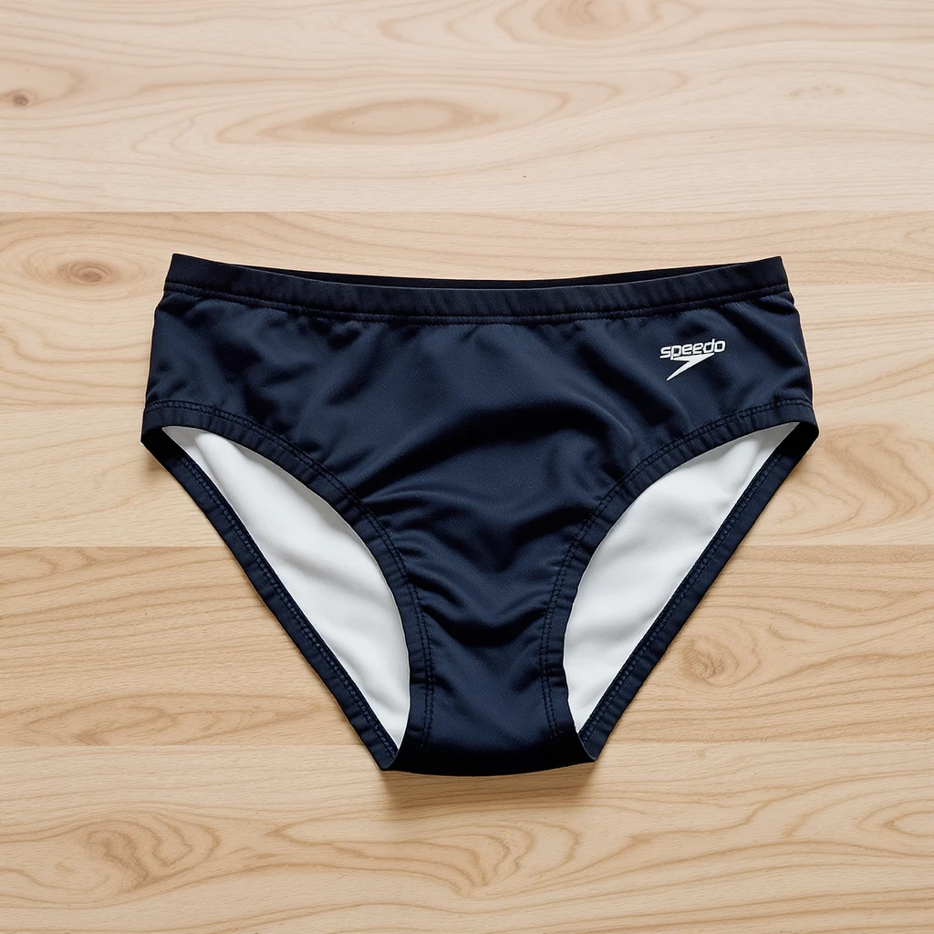 photo-realistic, highly-detailed, brightly lit icon of a men's speedo-style swim brief swimsuit, loosely strewn as if on a table emoji