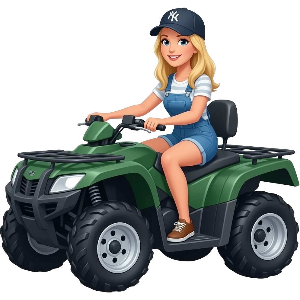 Dark green atv with blonde in ball cap sitting behind Burnett both females emoji