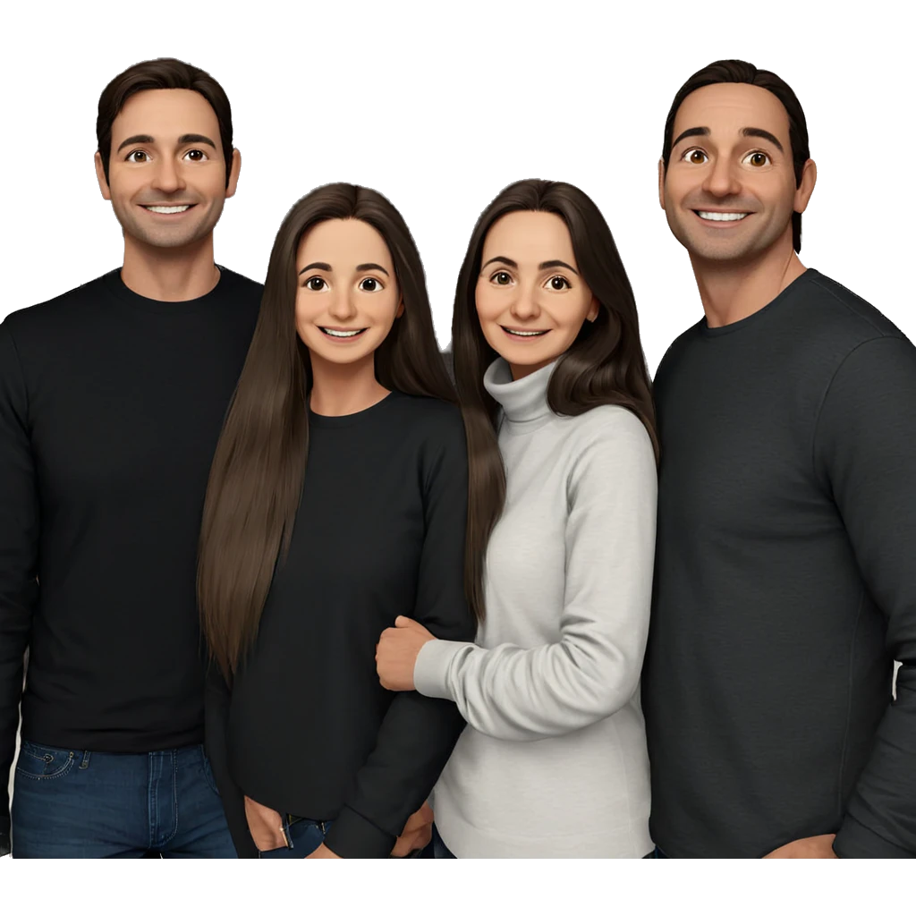 smiling friends with long hair emoji