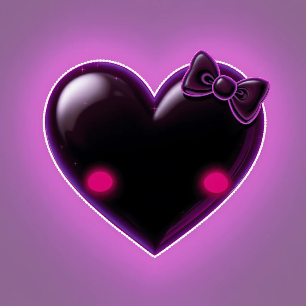 goth heart emoji, cute and shiny, with a bow accent, no background emoji