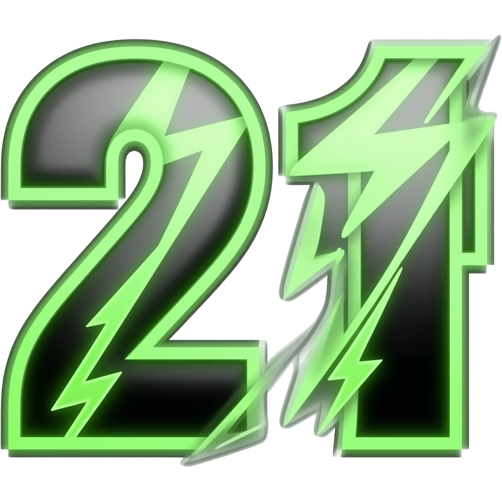 23T in neon green and black for racing numbers and lightening bolts emoji