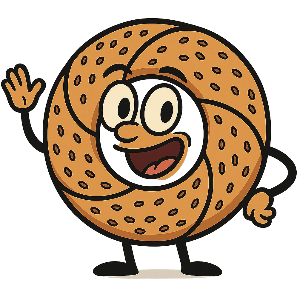 simit, stylized cartoon, bold lines, cheerful, no background emoji
