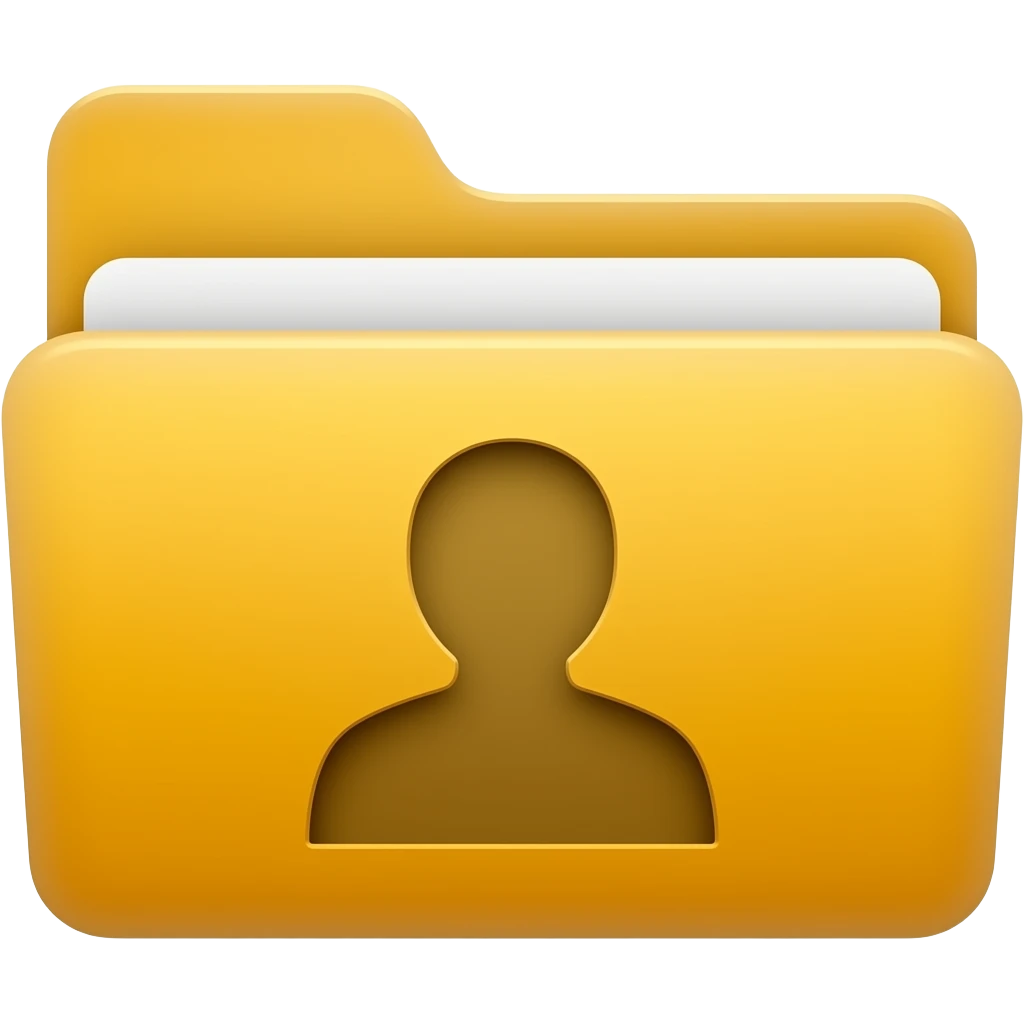 Character: Yellow folder with a person silhouette icon. emoji