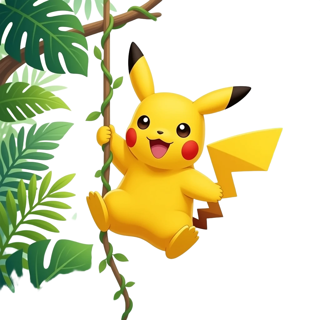 Pikachu Swinging On A Vine emoji