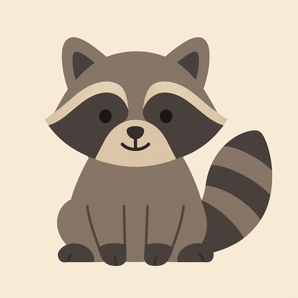 Flat design style raccoon emoji