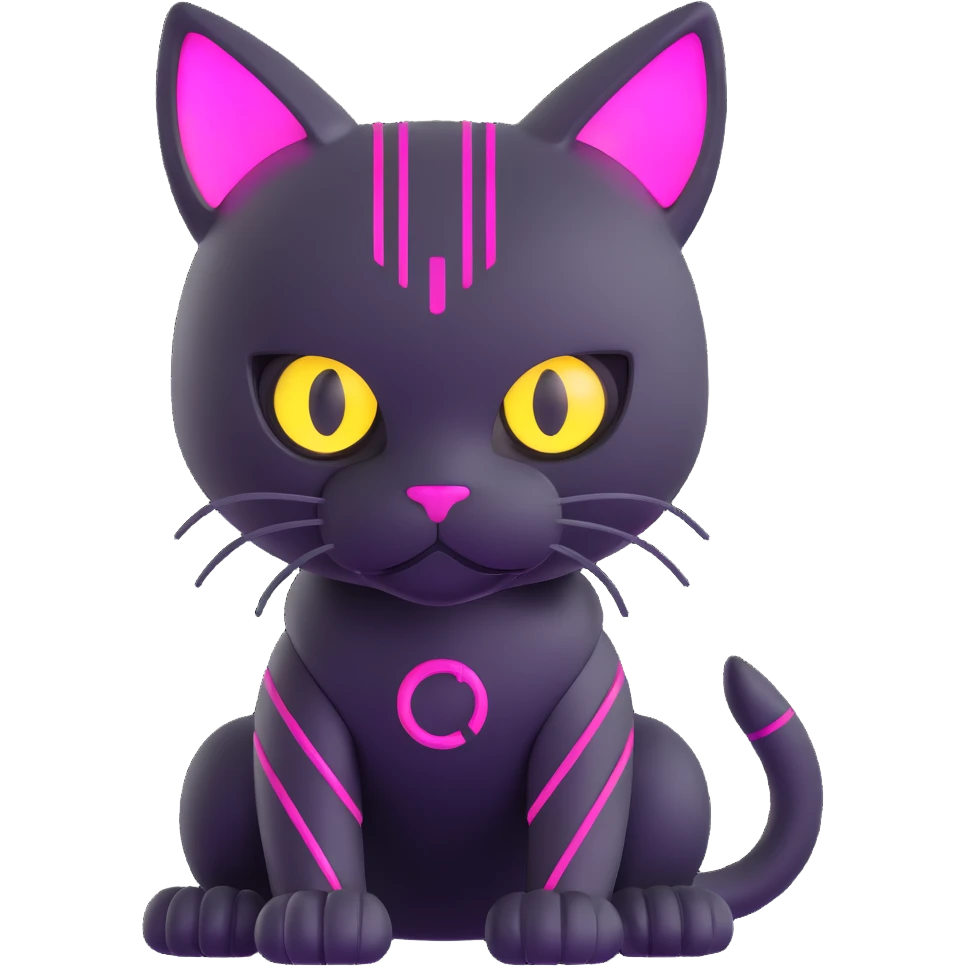 cybercat with metallic body and LED eyes emoji
