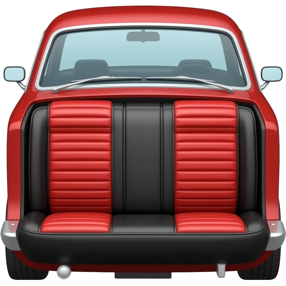 black back seat of a red 1968 Ford Mustang coupe emoji