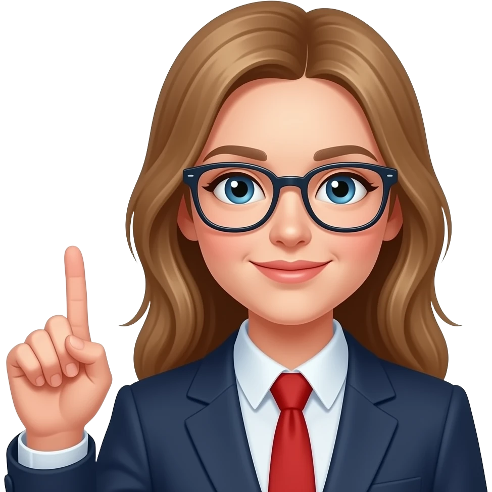 русская девушка умная в очках показывает указательный палец вверх emoji