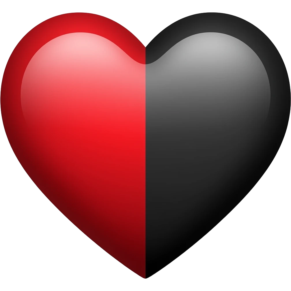 Half red half black heart emoji emoji