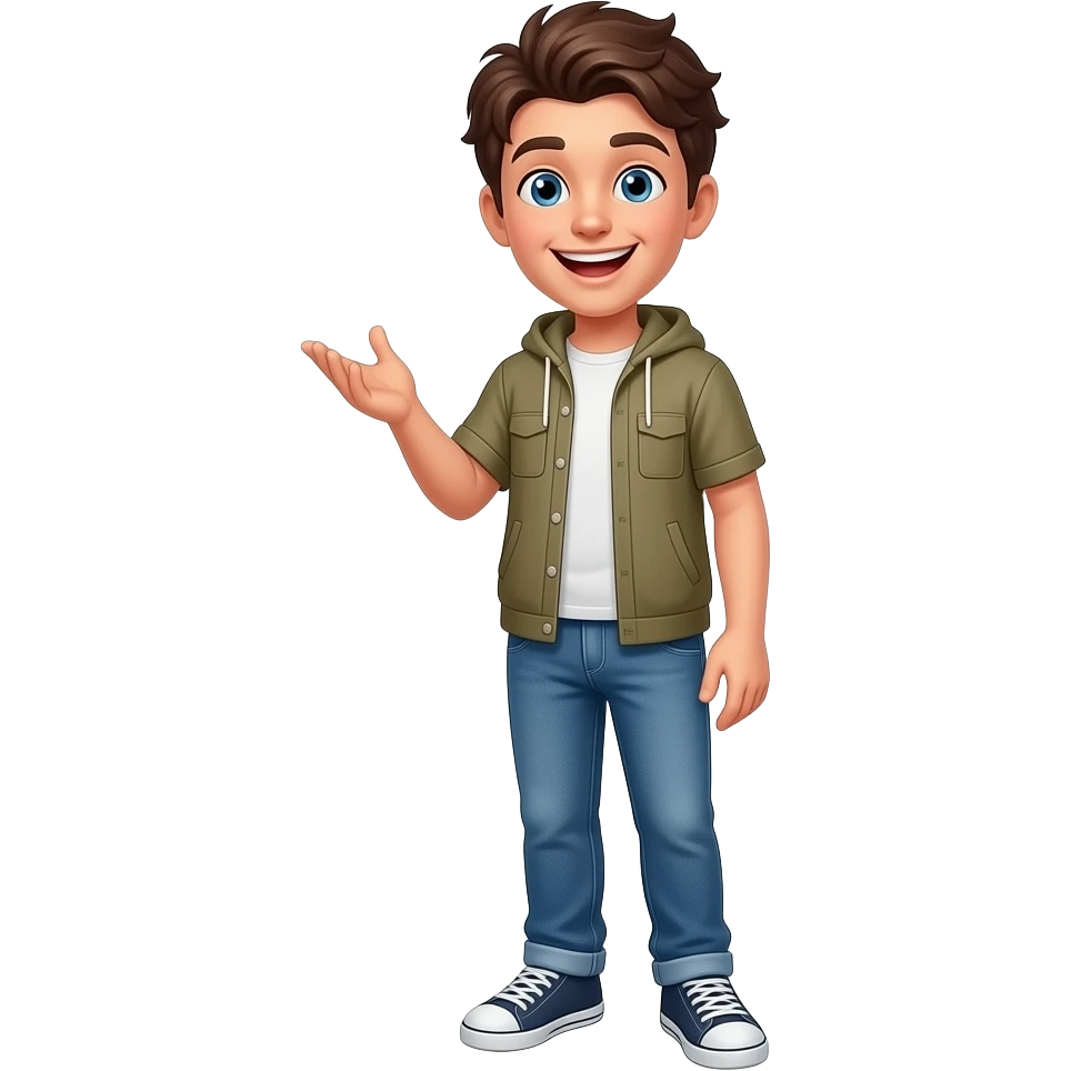 emoji jugendlicher der Witz erzählt mit Geste, ganzer Körper emoji