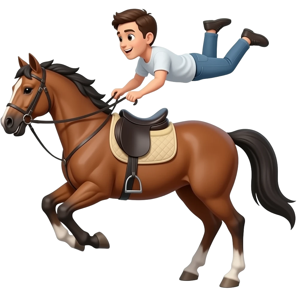 1 persona montando a caballo pero que se cae del caballo emoji