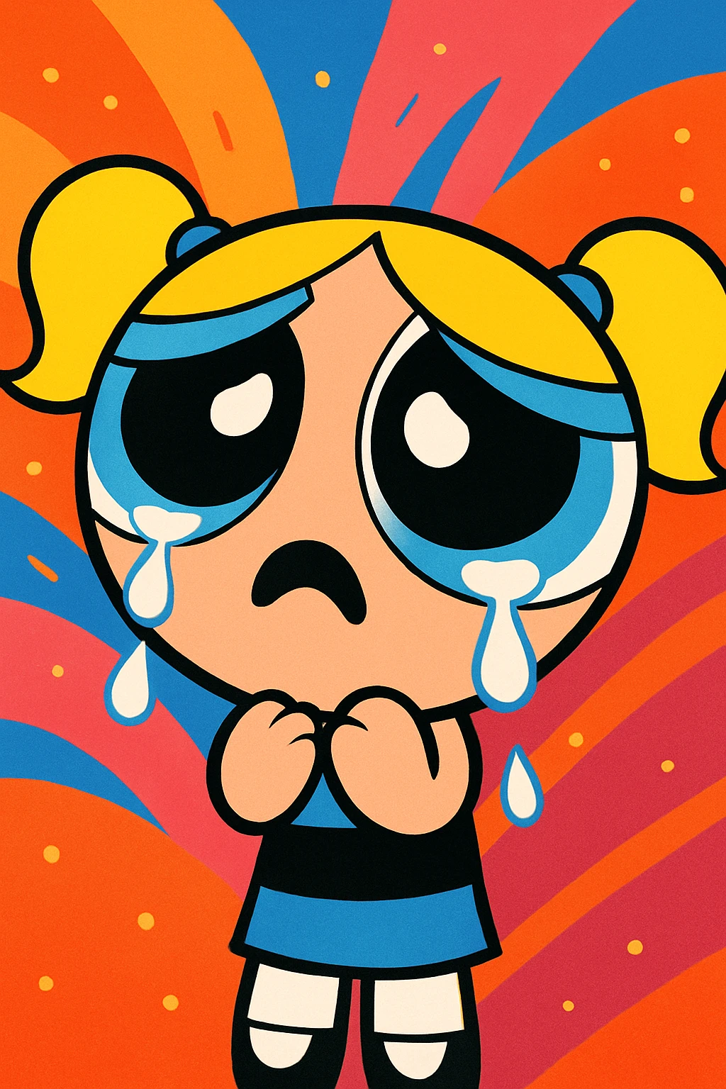 Powerpuff Girls character with a crying emotion, cartoon style, vibrant colors emoji
