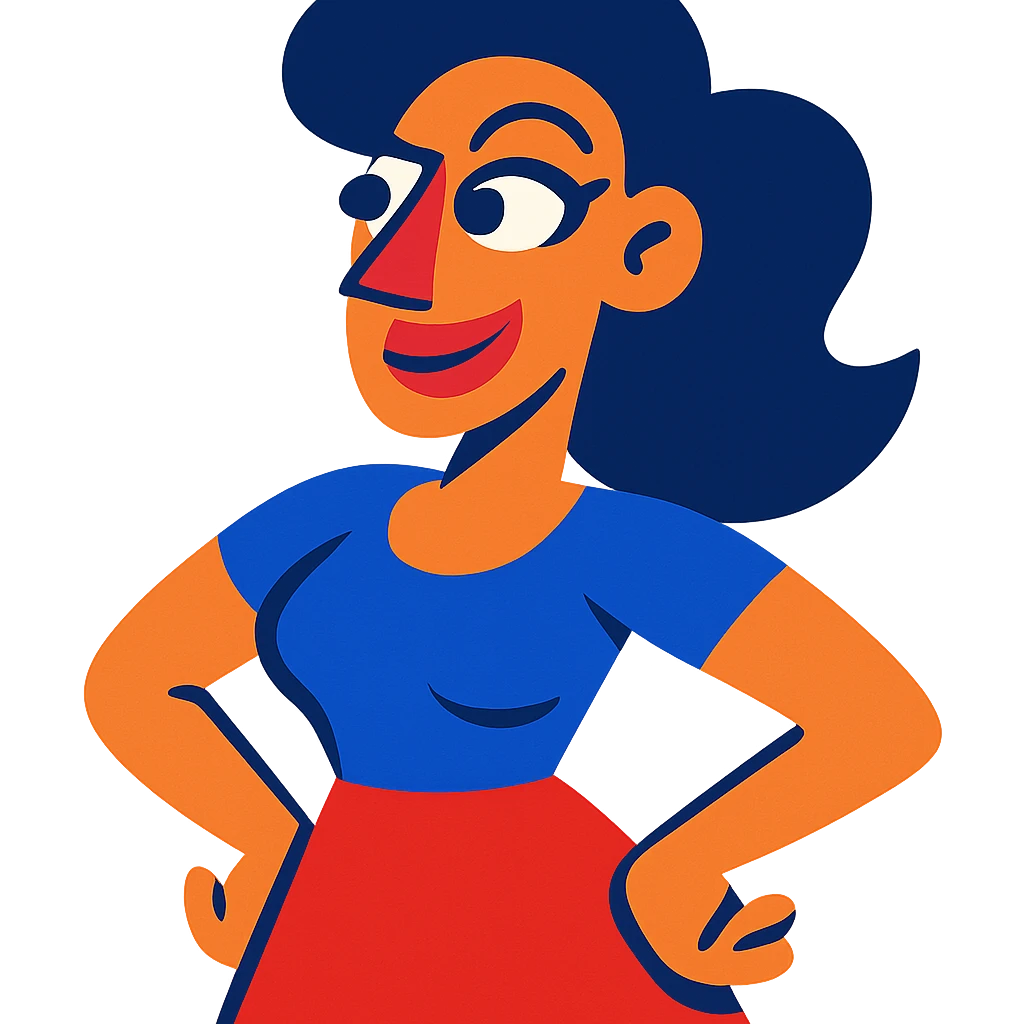 A stylized woman with exaggerated features emoji