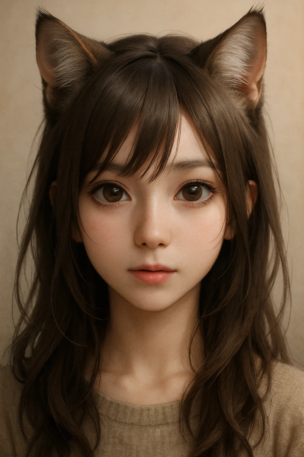 realistic anime-style catgirl, detailed face, expressive eyes, natural fur, subtle cat ears, soft lighting emoji