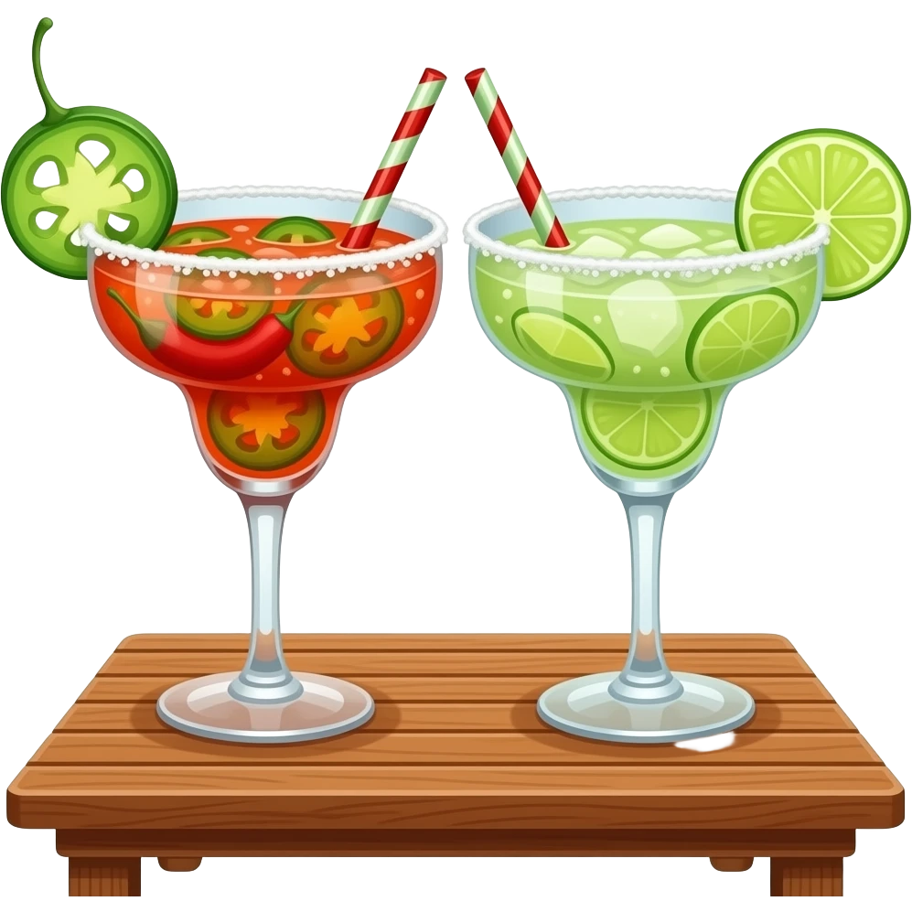 one spicy margarita and one regular margarita cheersing emoji