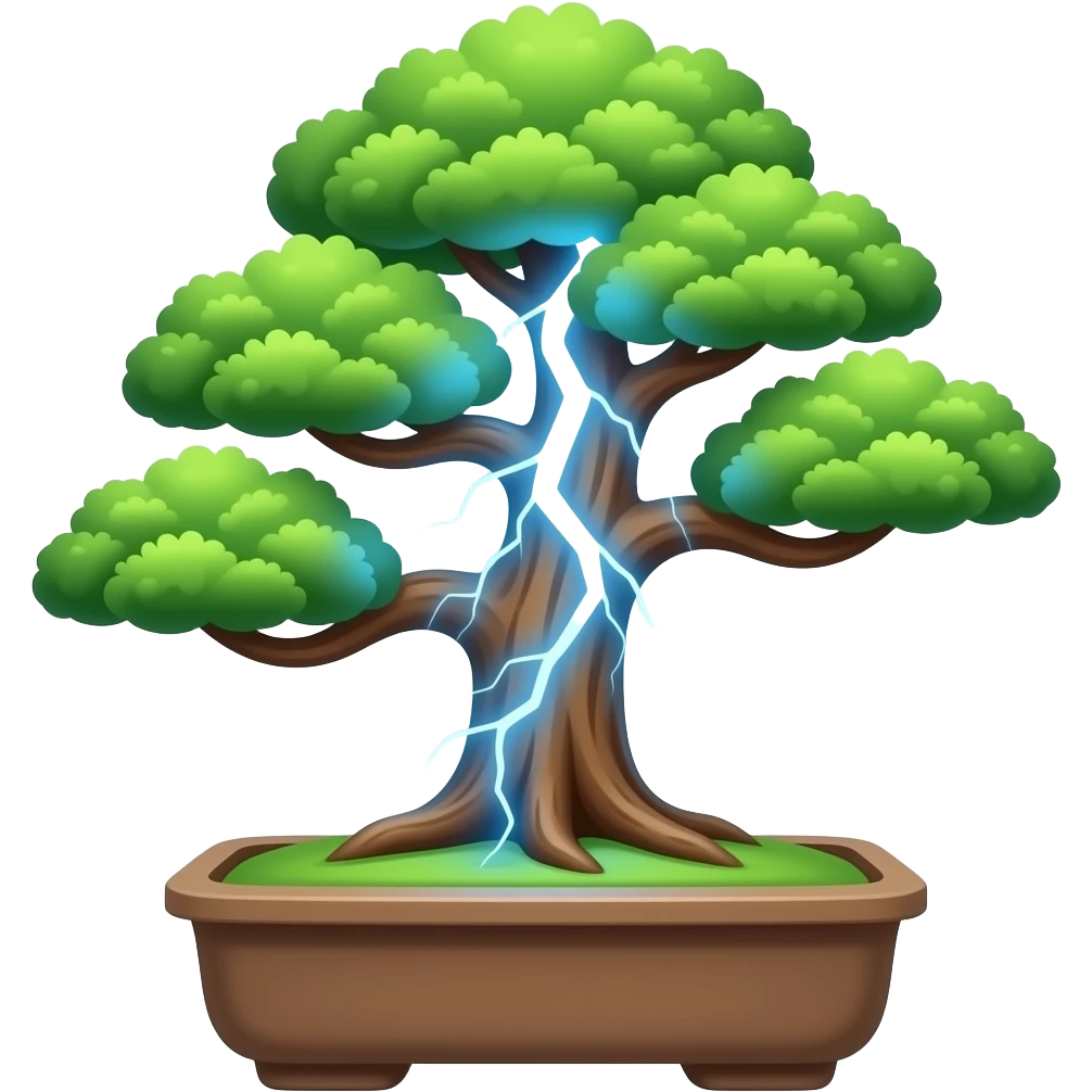 lightning striking a bonzai tree emoji