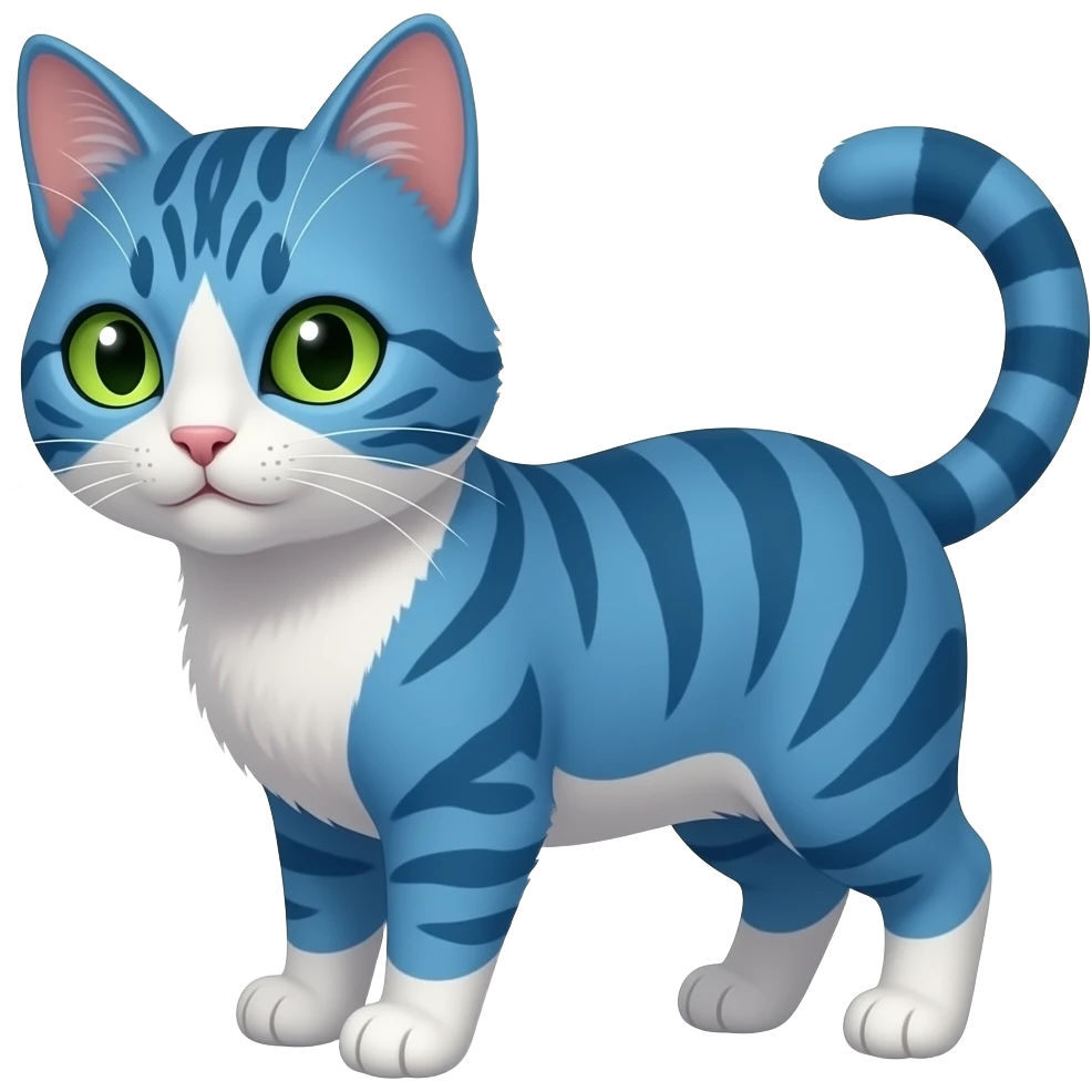Blue Bakeneko with green emoji