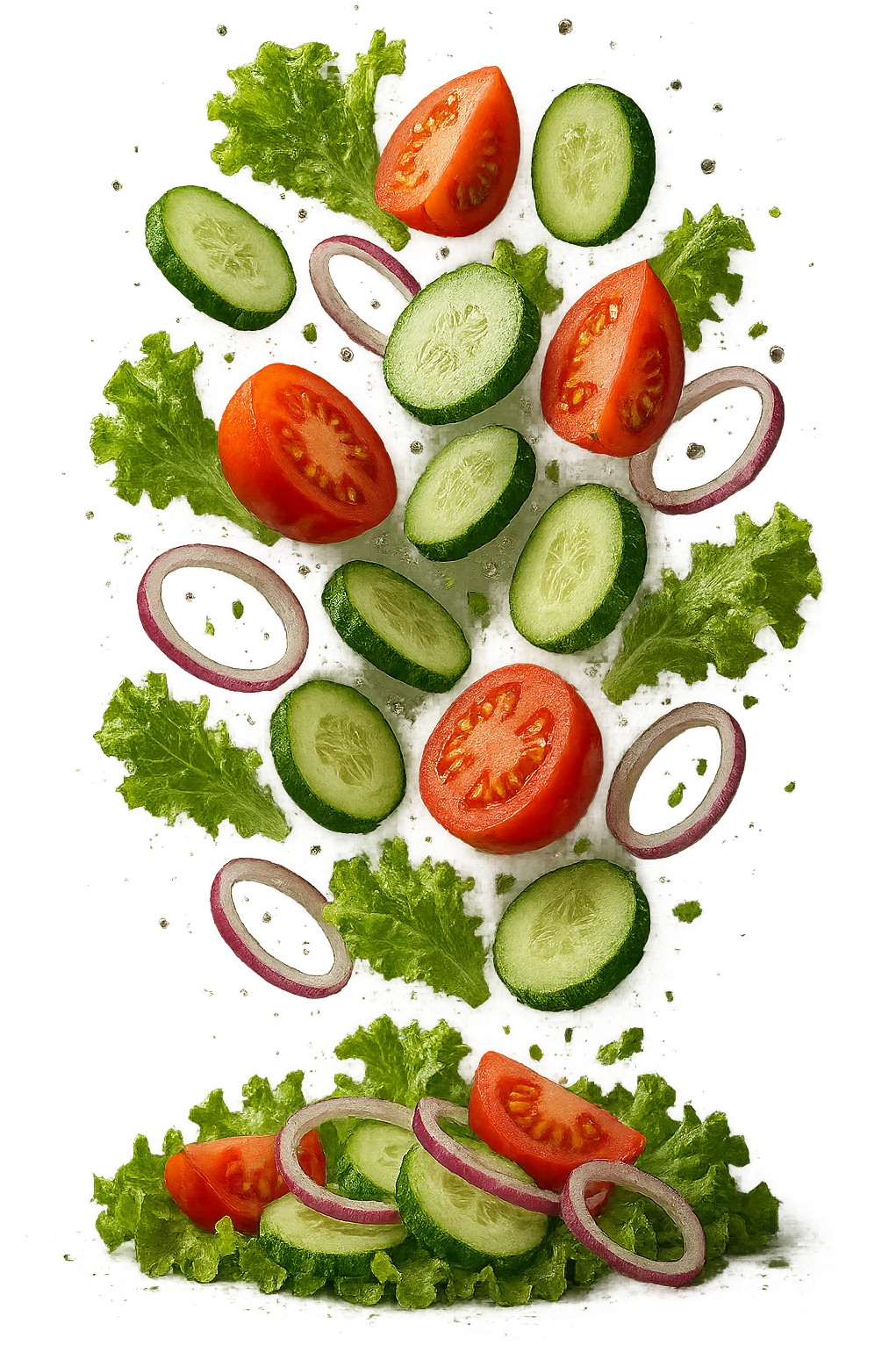 INSALATA CHE CADE DALL'ALTO, IPERREALISTICO 4K emoji