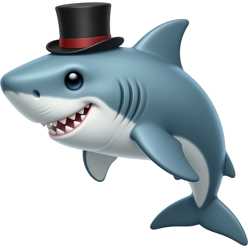Shark with a top hat emoji