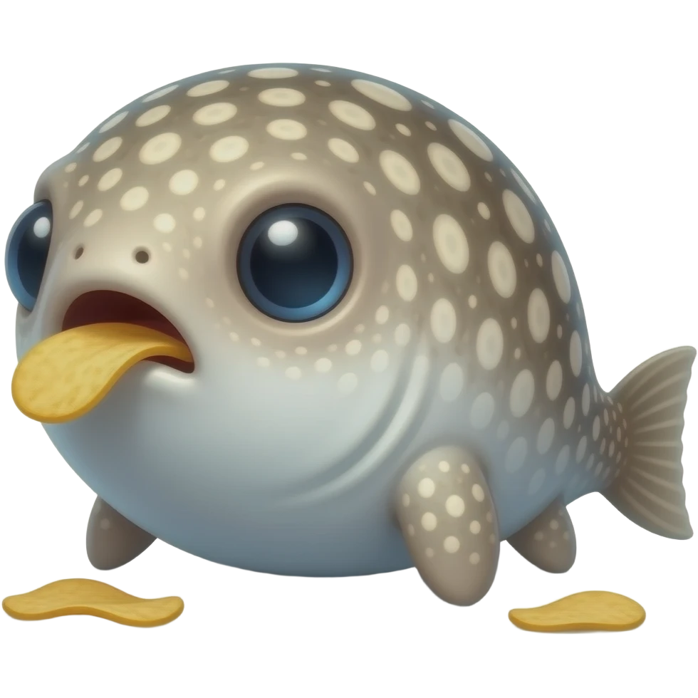 make a blobfish that is eating chips emoji