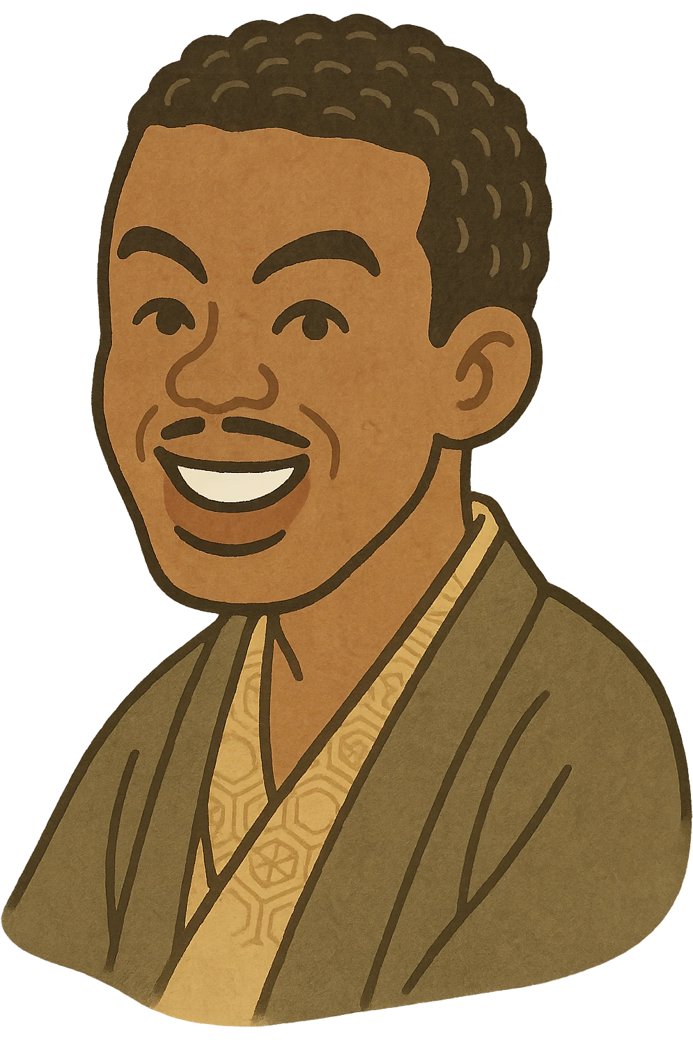 Chris Rock's head in Irasutoya style, cheerful, minimal details, soft edges, no background emoji