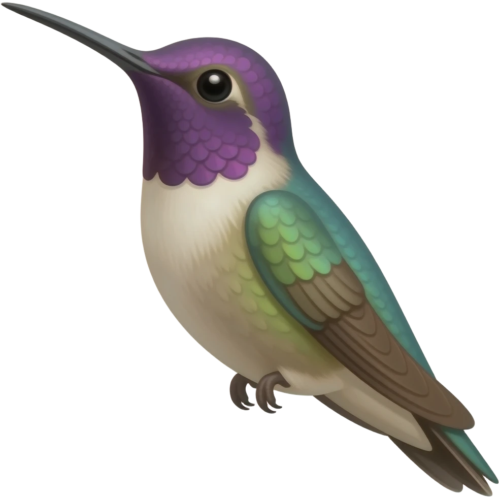 A small peach and purple hummingbird emoji simple emoji