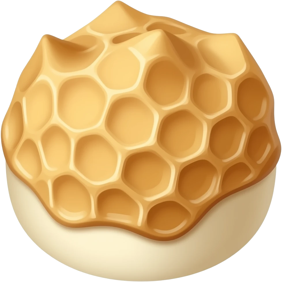 korean dalgona candy emoji, flat honeycomb sugar candy, light brown color, simple cute icon style emoji
