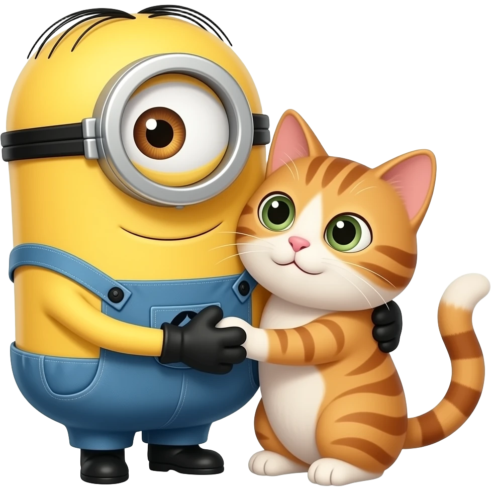 Minion abraçando o gato emoji