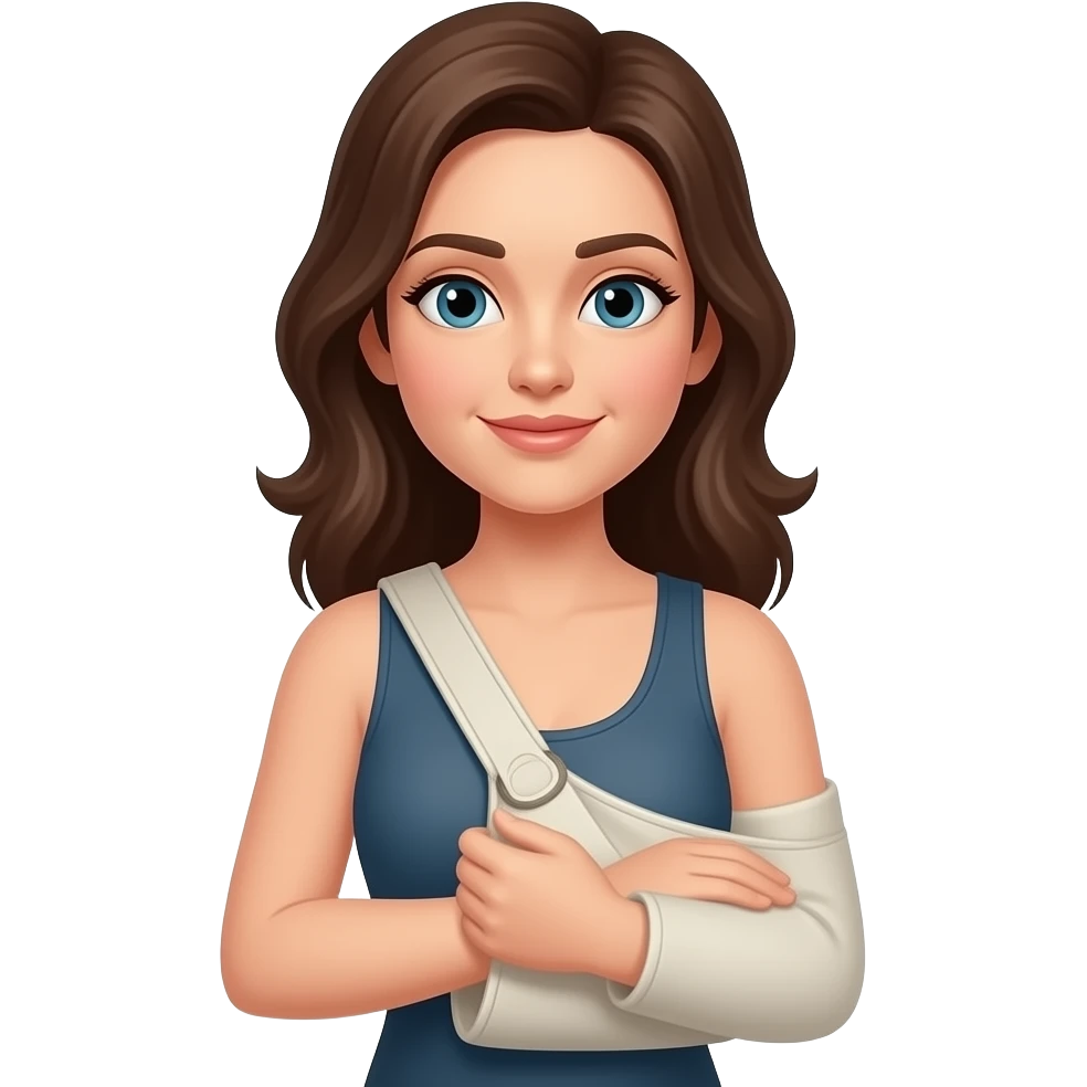 Woman wearing sling on right arm emoji